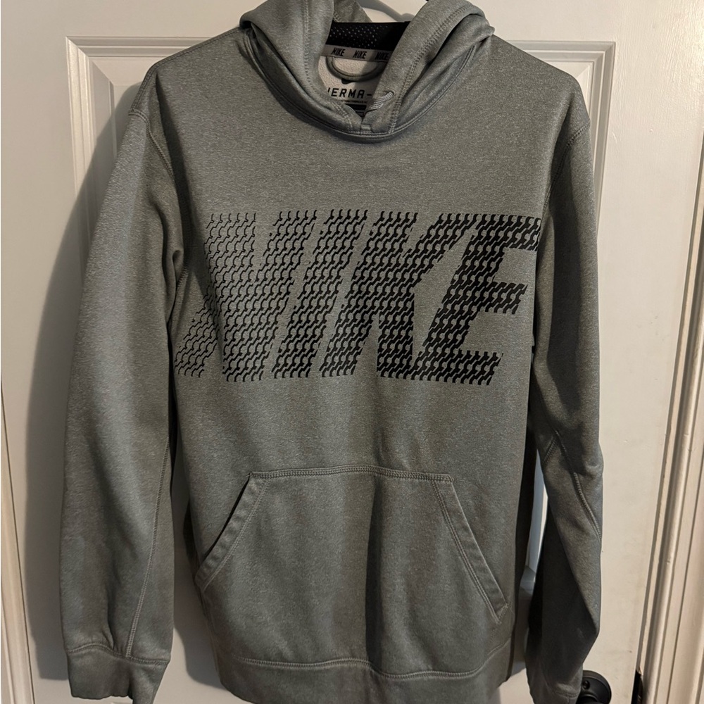 Nike Men's Gray Hoodie with Black Logo